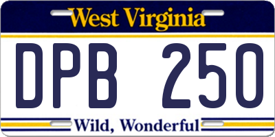 WV license plate DPB250