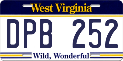 WV license plate DPB252