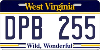 WV license plate DPB255