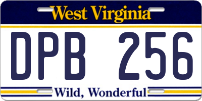 WV license plate DPB256