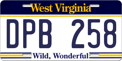 WV license plate DPB258