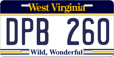WV license plate DPB260