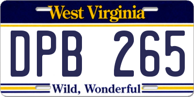WV license plate DPB265