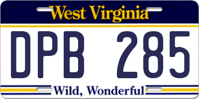 WV license plate DPB285