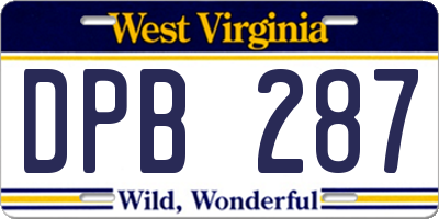 WV license plate DPB287