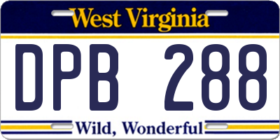 WV license plate DPB288