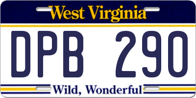 WV license plate DPB290