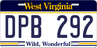 WV license plate DPB292