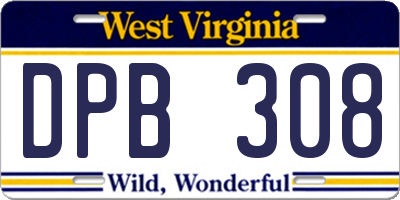 WV license plate DPB308