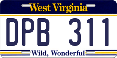 WV license plate DPB311