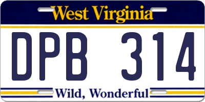 WV license plate DPB314