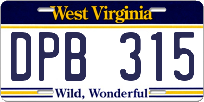 WV license plate DPB315