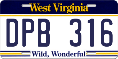 WV license plate DPB316