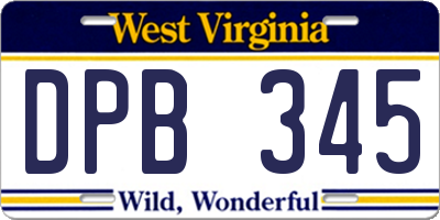 WV license plate DPB345