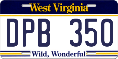 WV license plate DPB350