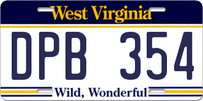 WV license plate DPB354