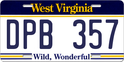 WV license plate DPB357
