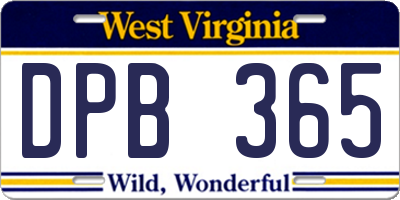 WV license plate DPB365
