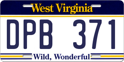 WV license plate DPB371