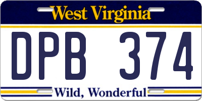WV license plate DPB374