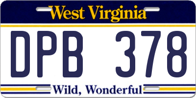 WV license plate DPB378