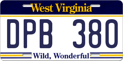 WV license plate DPB380