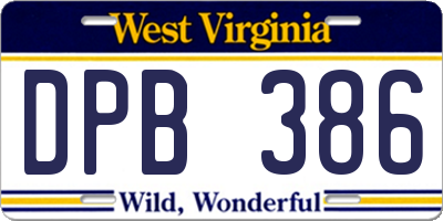 WV license plate DPB386