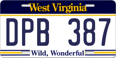 WV license plate DPB387