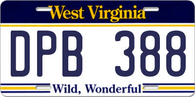 WV license plate DPB388