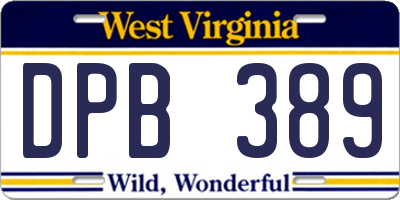 WV license plate DPB389