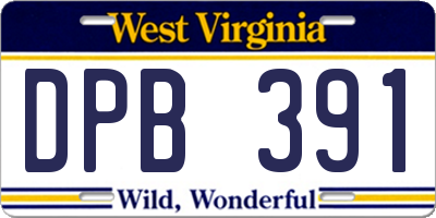 WV license plate DPB391