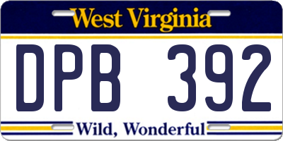 WV license plate DPB392