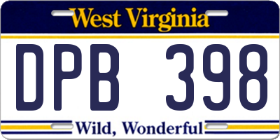 WV license plate DPB398