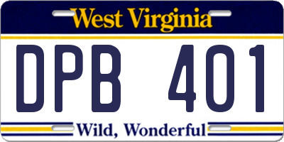 WV license plate DPB401