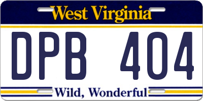 WV license plate DPB404