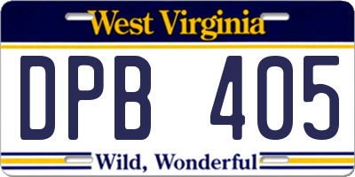 WV license plate DPB405
