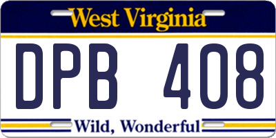 WV license plate DPB408