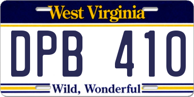WV license plate DPB410