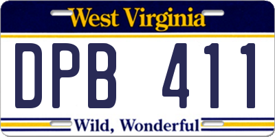 WV license plate DPB411