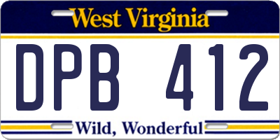 WV license plate DPB412