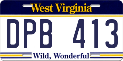 WV license plate DPB413