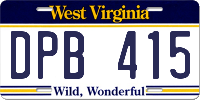 WV license plate DPB415
