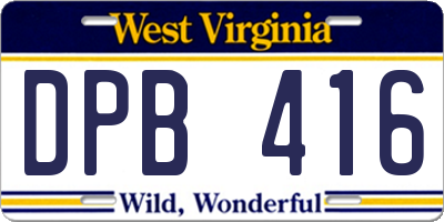 WV license plate DPB416