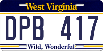 WV license plate DPB417