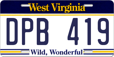 WV license plate DPB419
