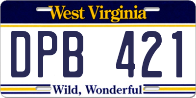 WV license plate DPB421