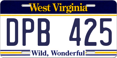 WV license plate DPB425