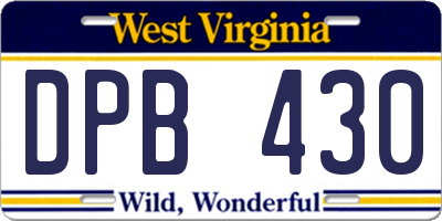 WV license plate DPB430