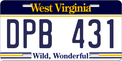 WV license plate DPB431