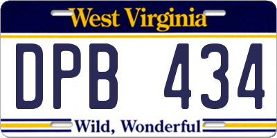 WV license plate DPB434